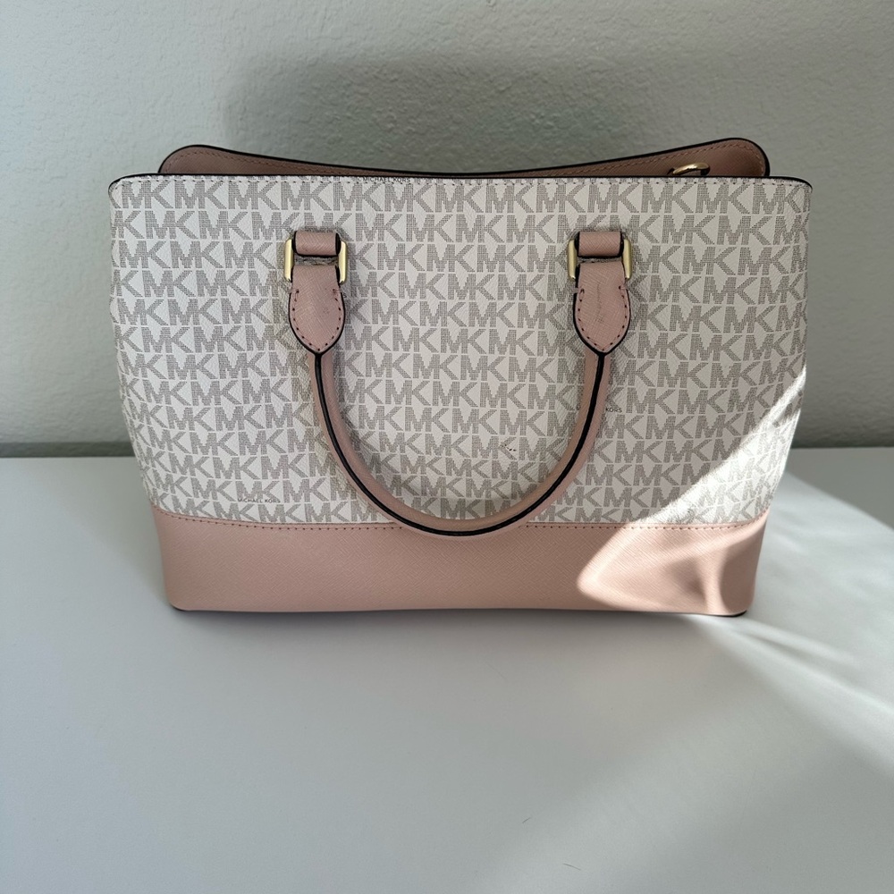 Michael Kors Pink and Cream Savannah large satchel bag - Picture 3 of 9